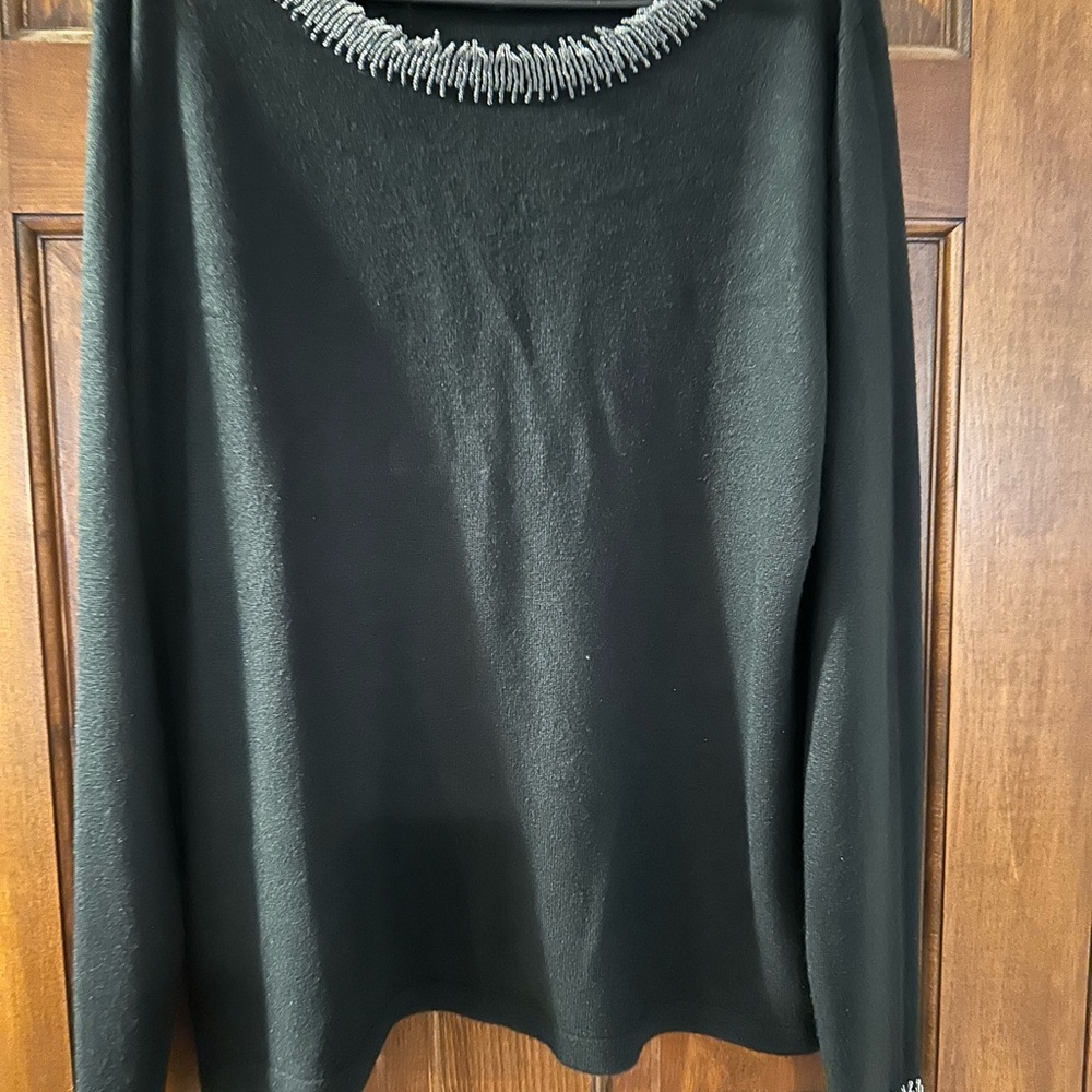 Laura Scott Black Top with Silver Detailing